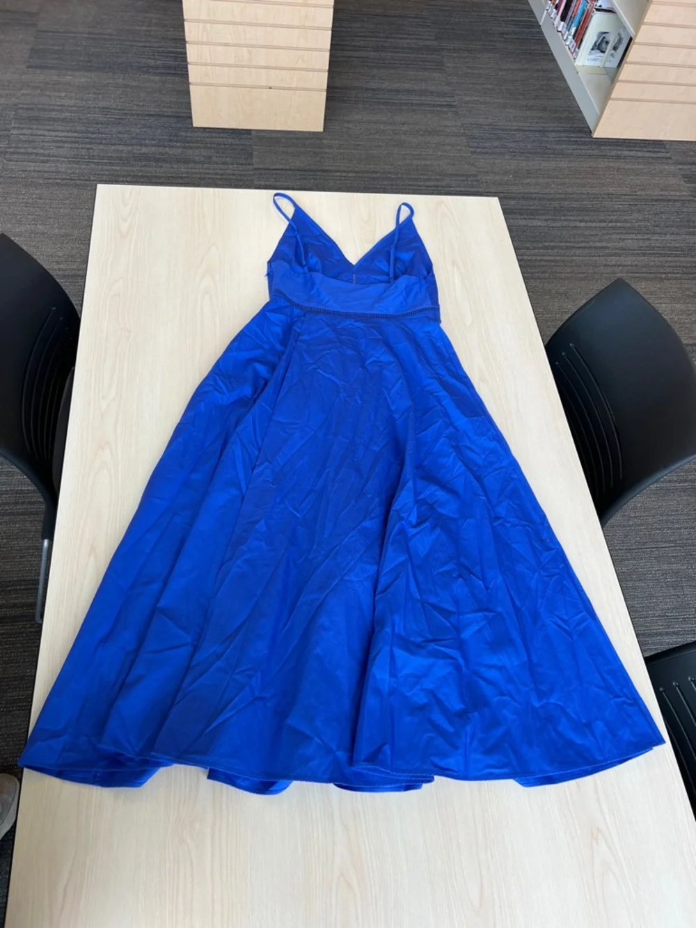 NEW COS v-neck midi slip flared dress 100% cotton with pockets spaghetti straps - Picture 10 of 11